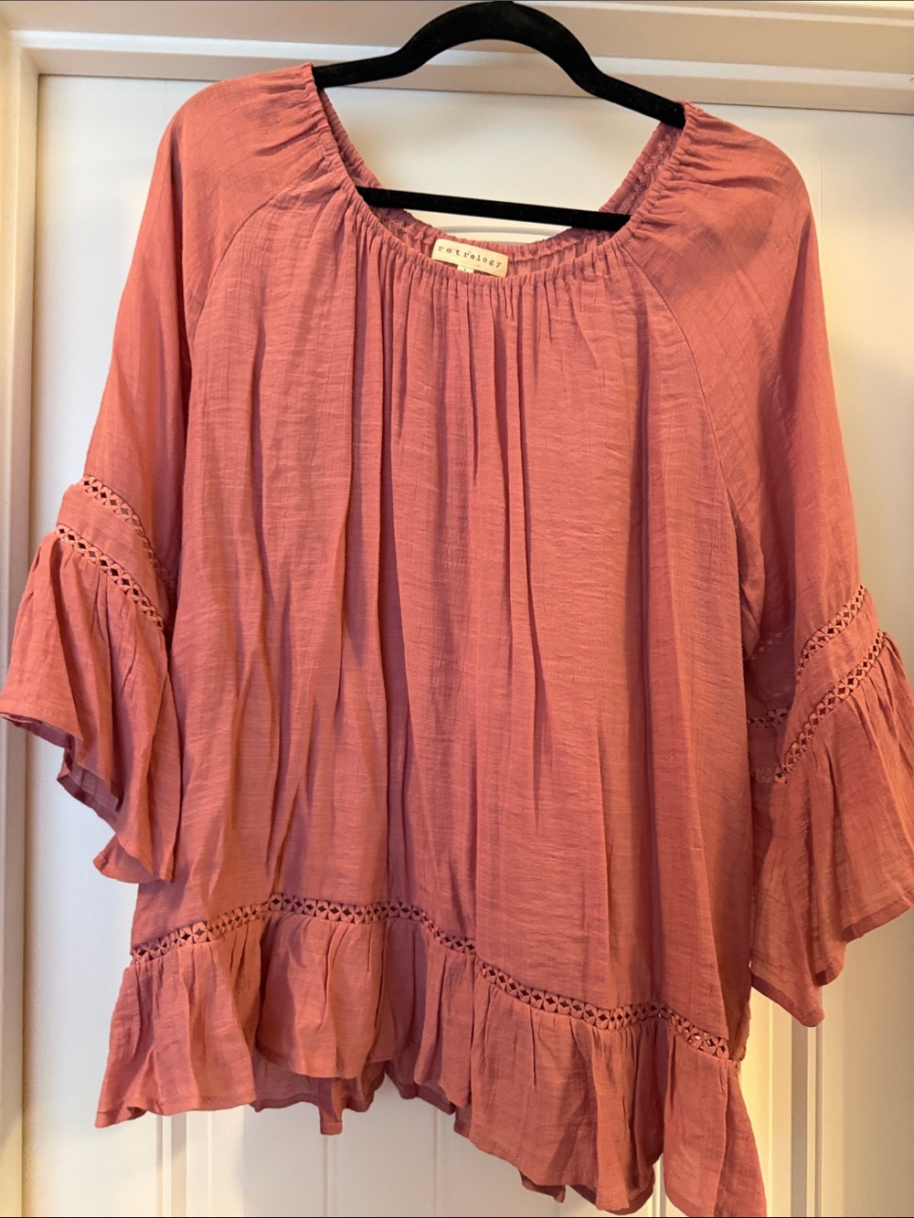 Peasant Tunic Top in Dusty Rose by Portofino